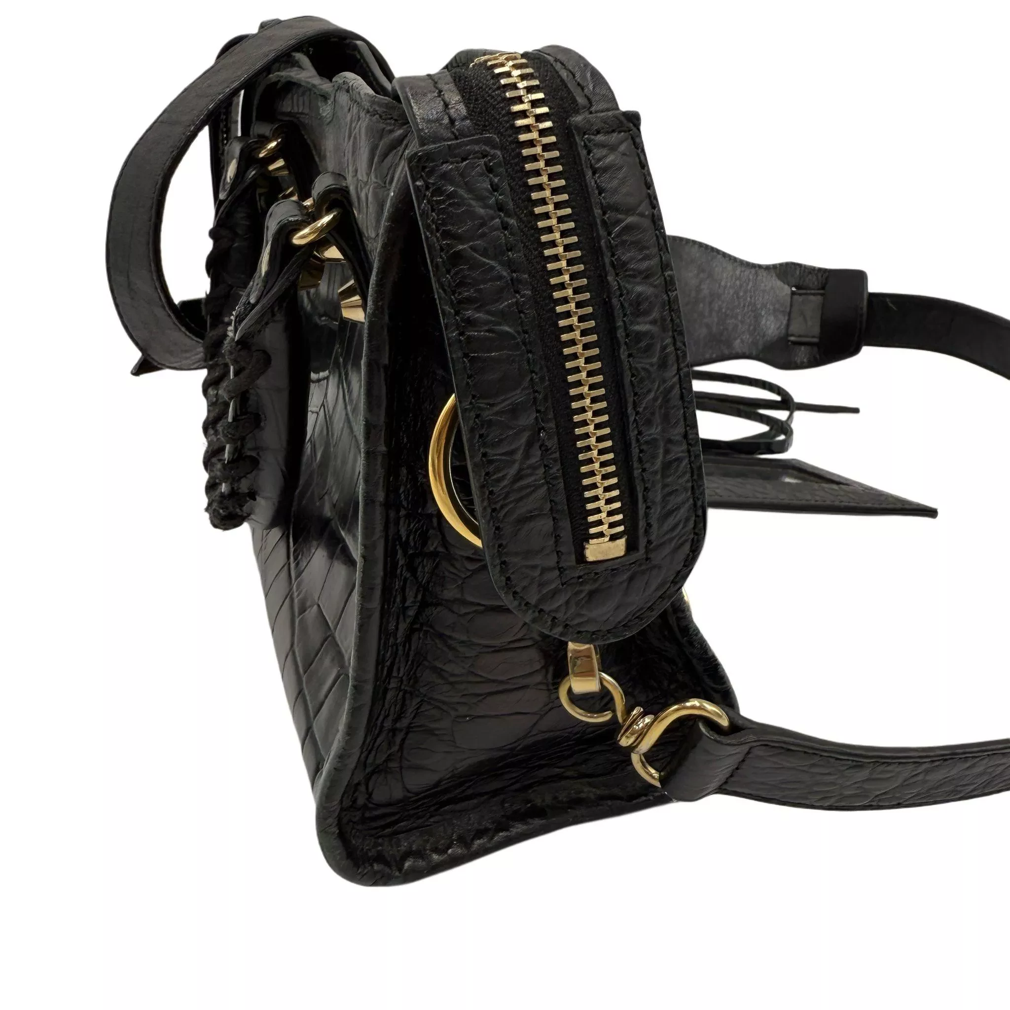 Balenciaga Black Croc City Bag - 4