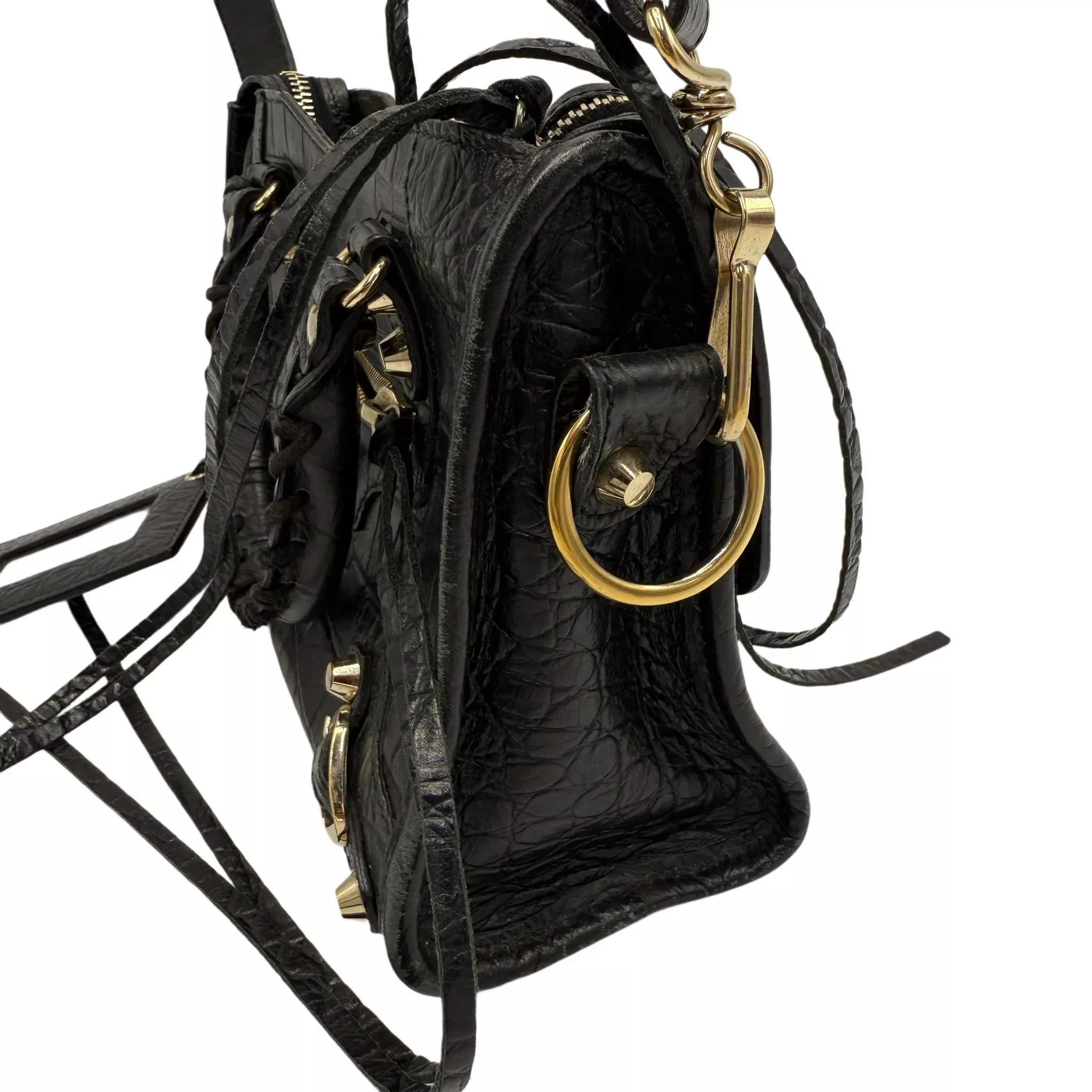 Balenciaga Black Croc City Bag - Image 12