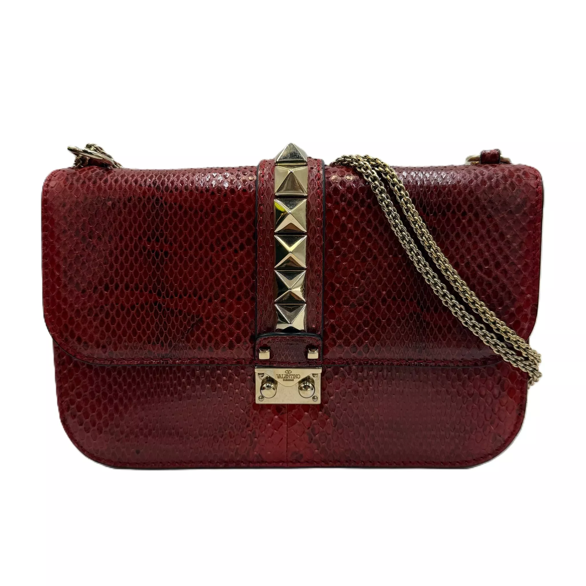 Valentino Red Rockstud Python Flap