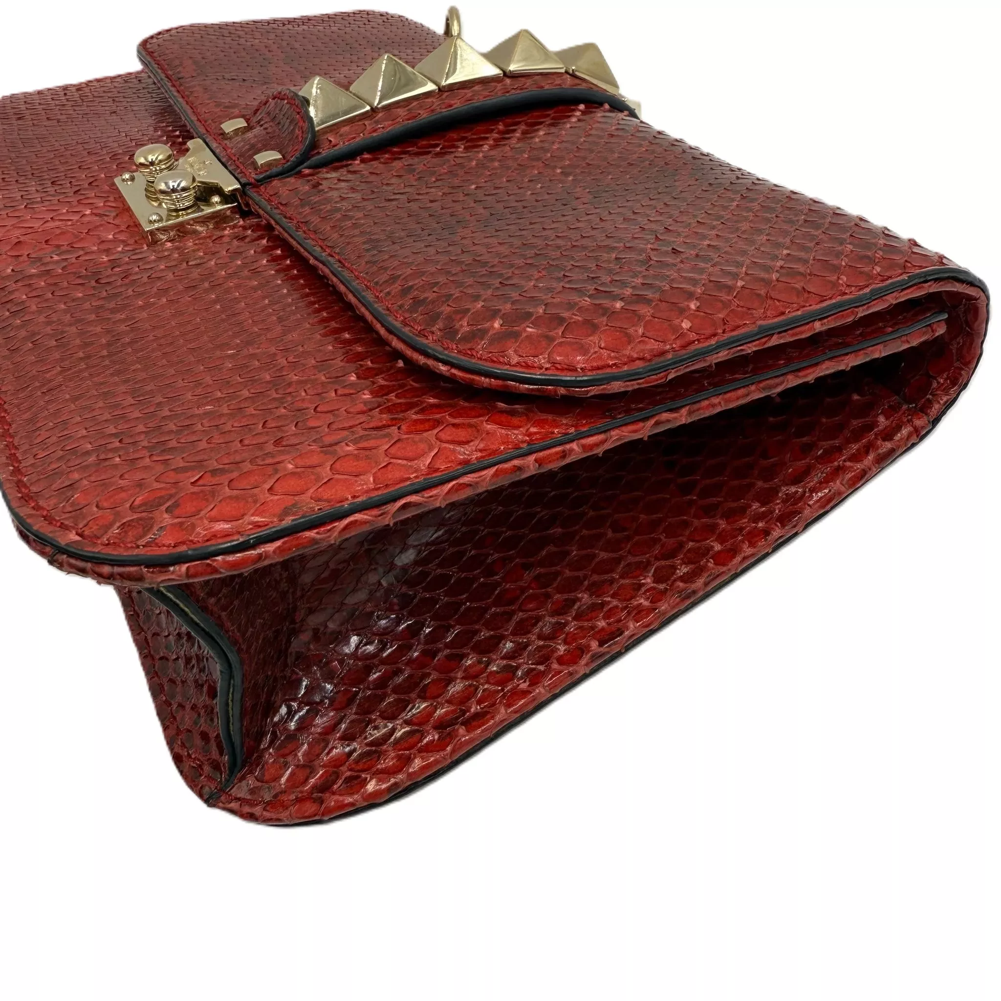 Valentino Red Rockstud Python Flap - Image 11