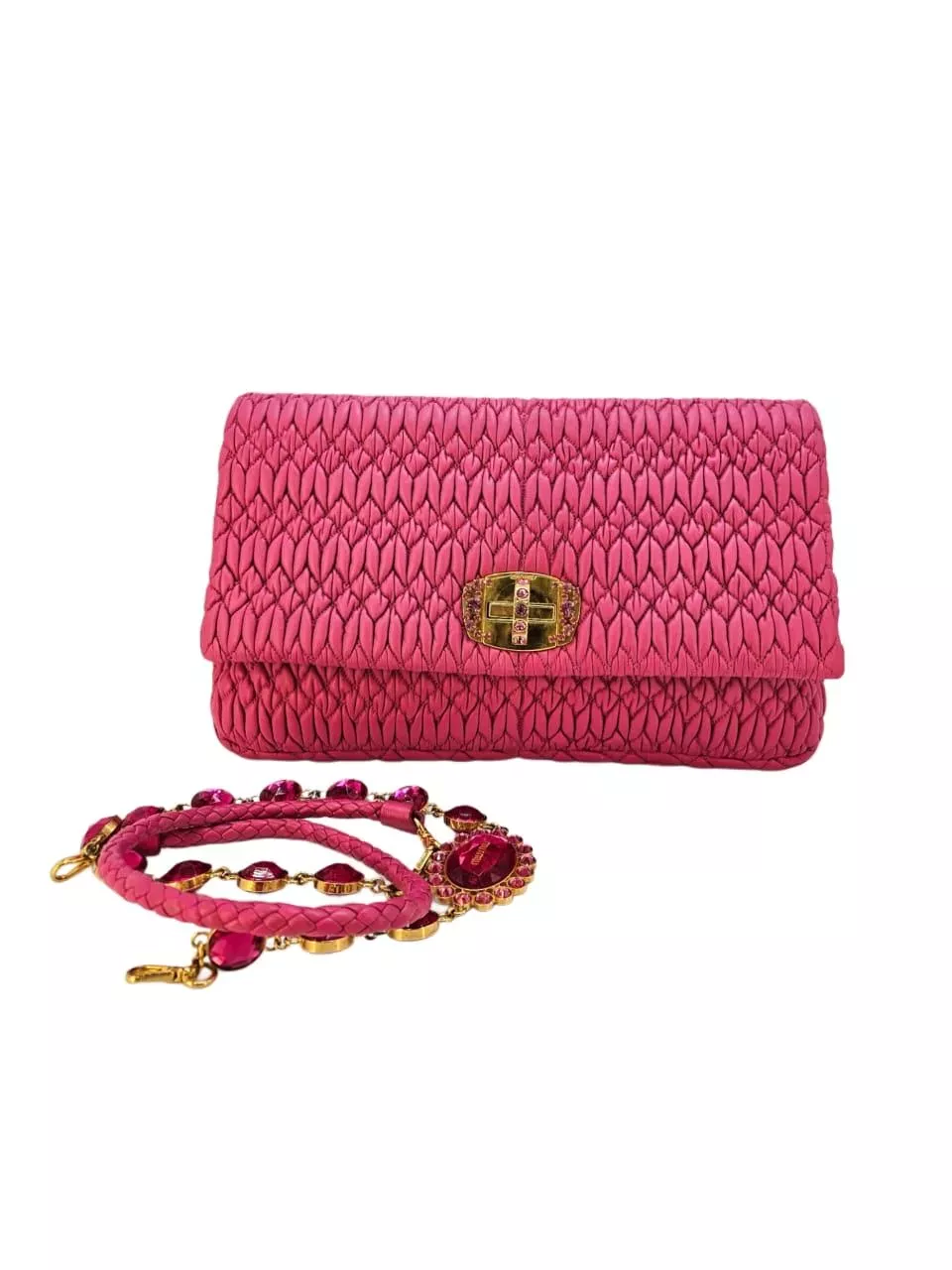 Miu Miu Pink Matelasse Shoulder Bag - Back view