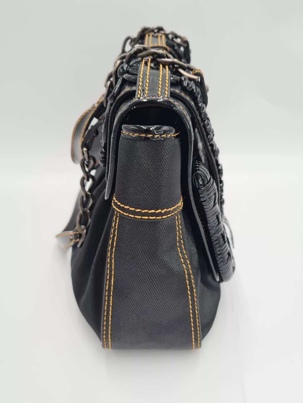 Fendi Pleated Satin Shoulder Bag - Back view