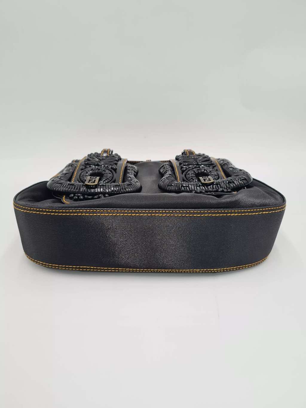 Fendi Pleated Satin Shoulder Bag - Side view