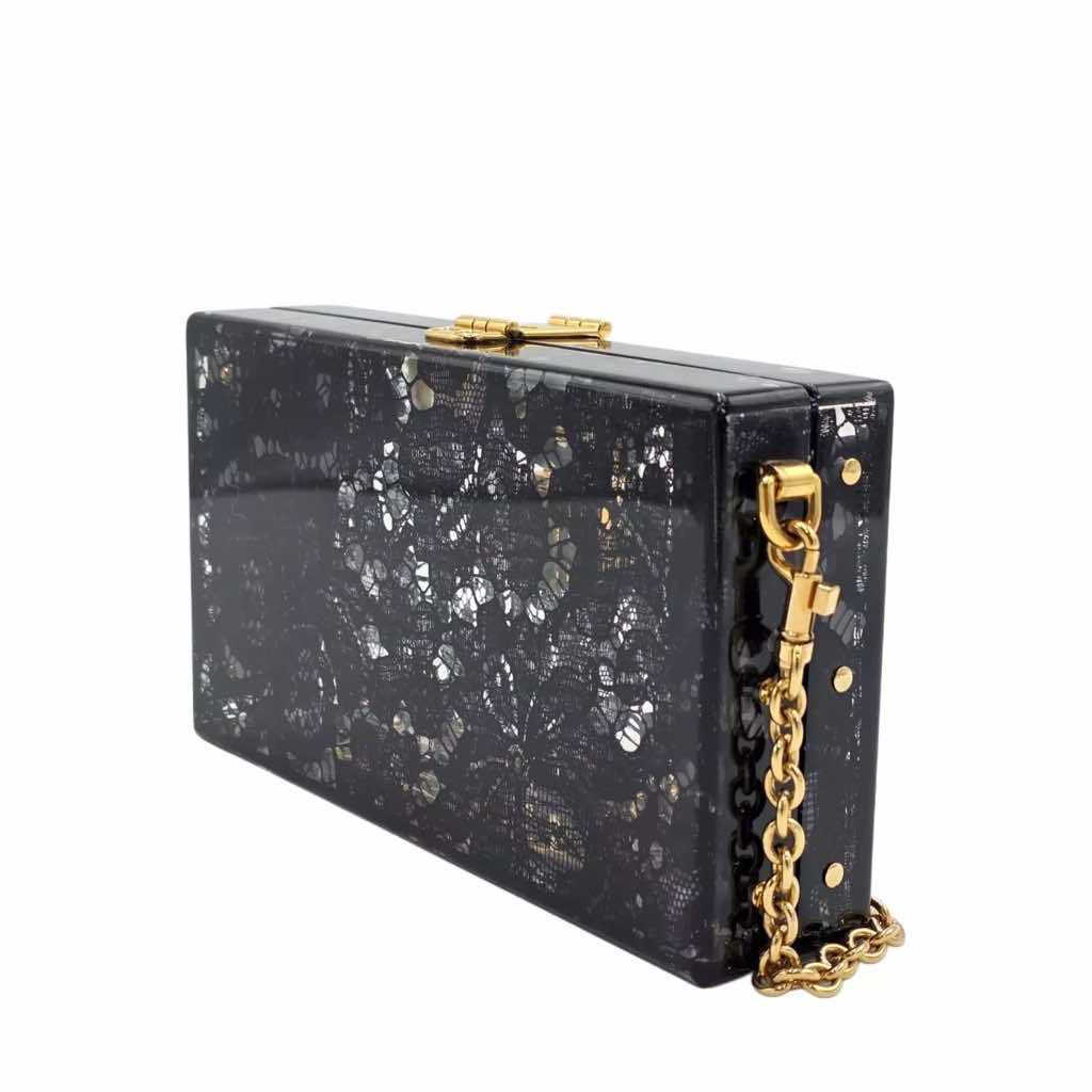 Dolce & Gabbana Black Lace Dolce Clutch - Back view