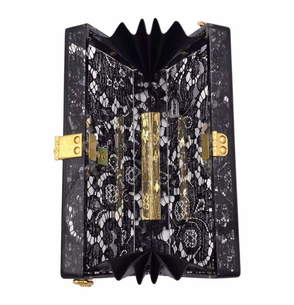 Dolce & Gabbana Black Lace Dolce Clutch - Side view
