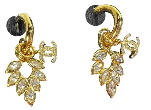 Chanel Leaf CC Crystal Earring