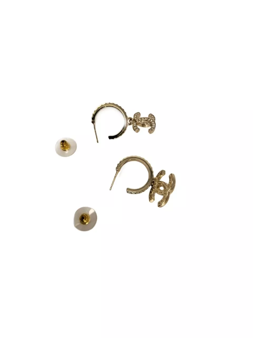 Chanel CC Dangle Hoop Earrings - Back view