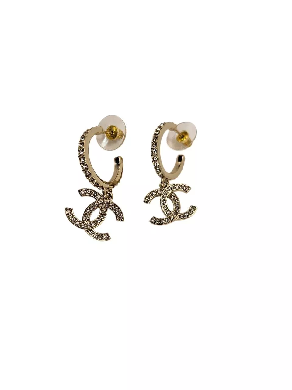 Chanel CC Dangle Hoop Earrings - Image 6