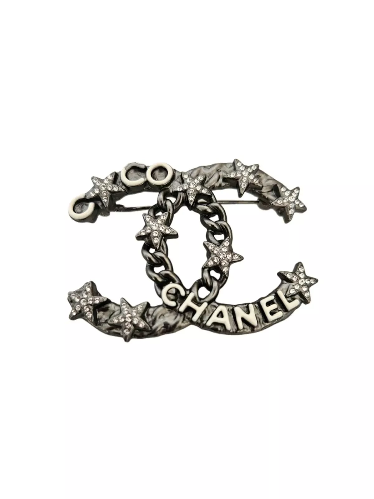 Chanel CC Logo Crystal Brooch
