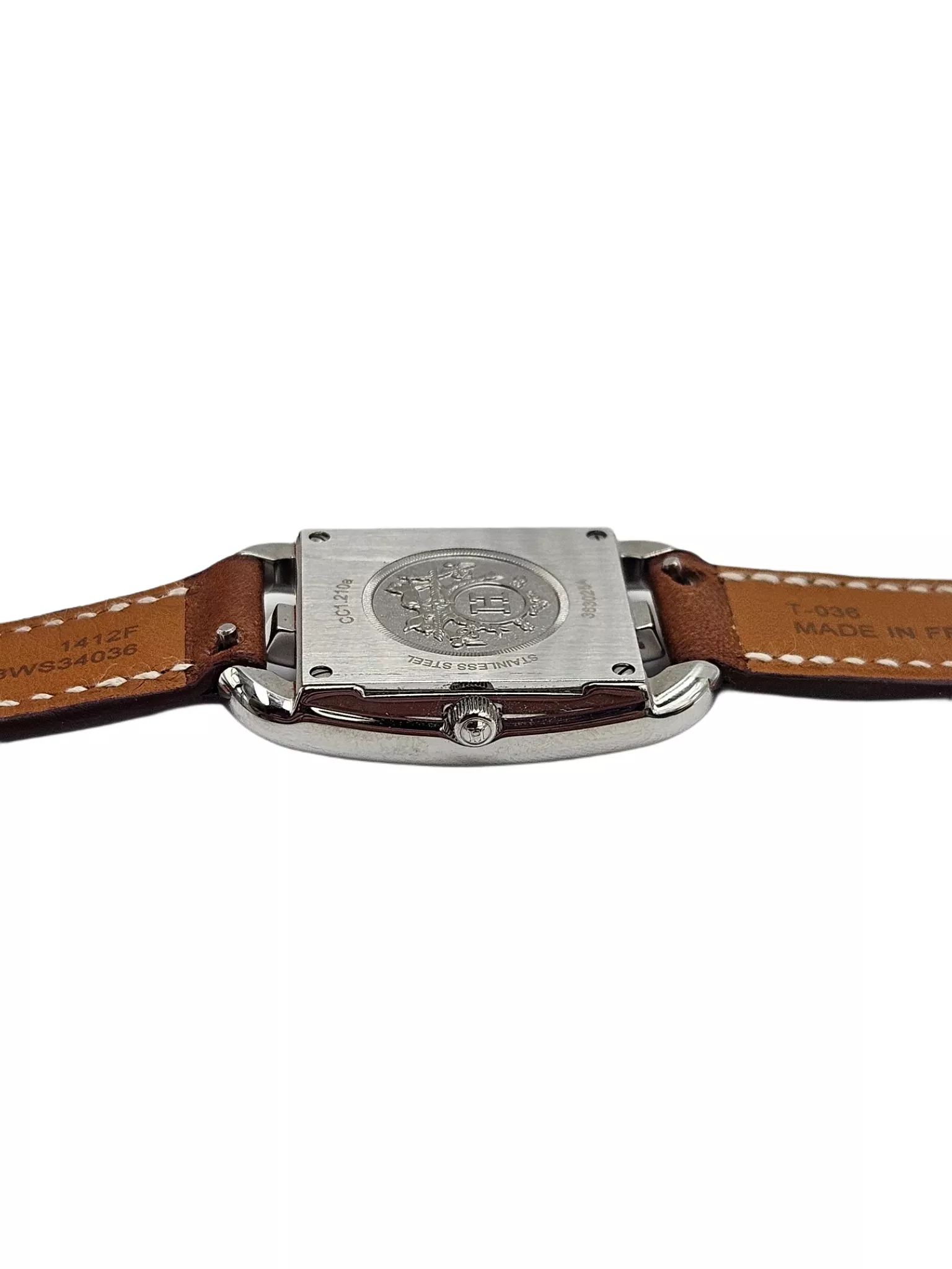 Hermès Silver Leather Wristwatch - Back view