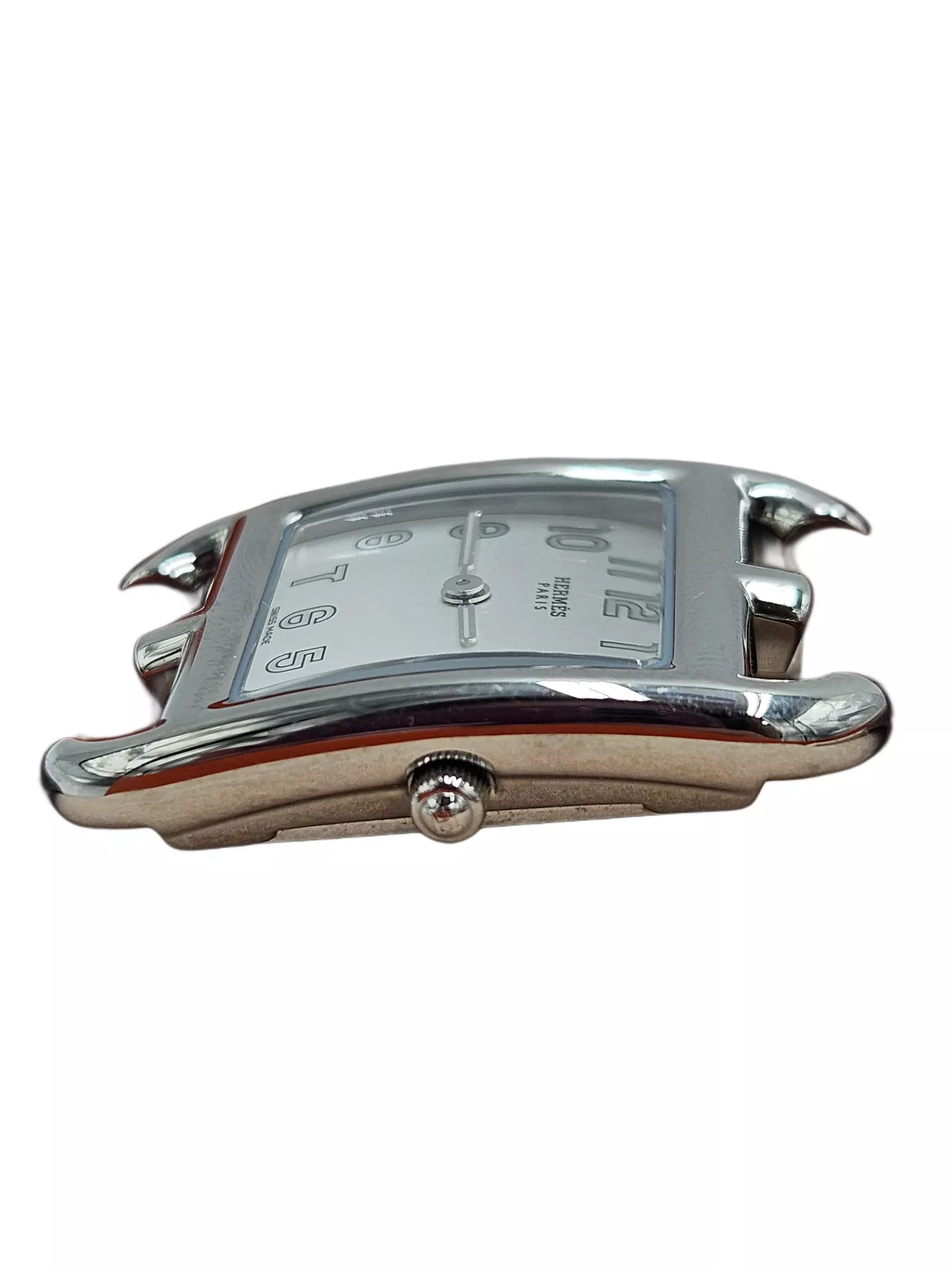 Hermès Silver Leather Wristwatch - Side view