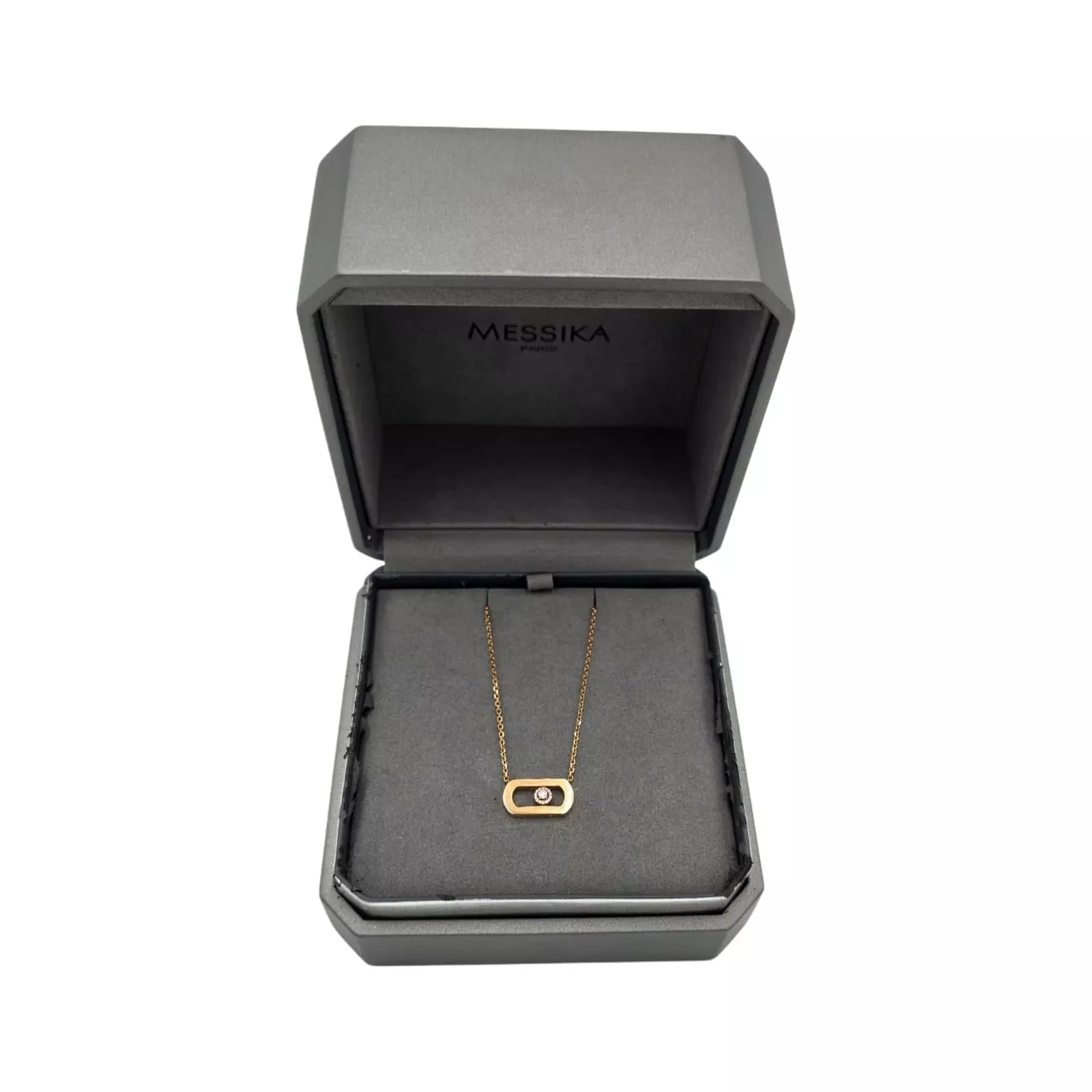 Messika Pink Gold Diamond Necklace - Side view