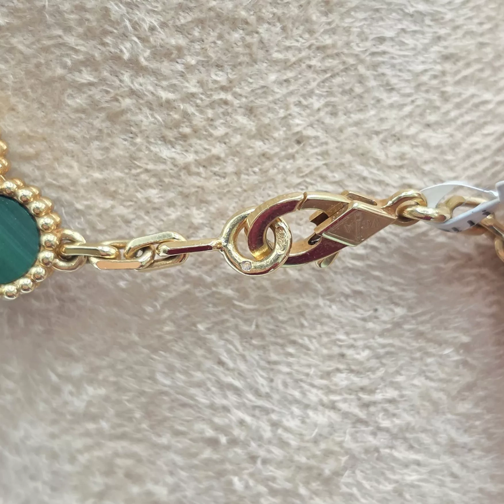 Van Cleef & Arpels Alhambra Gold Malachite Necklace - Side view