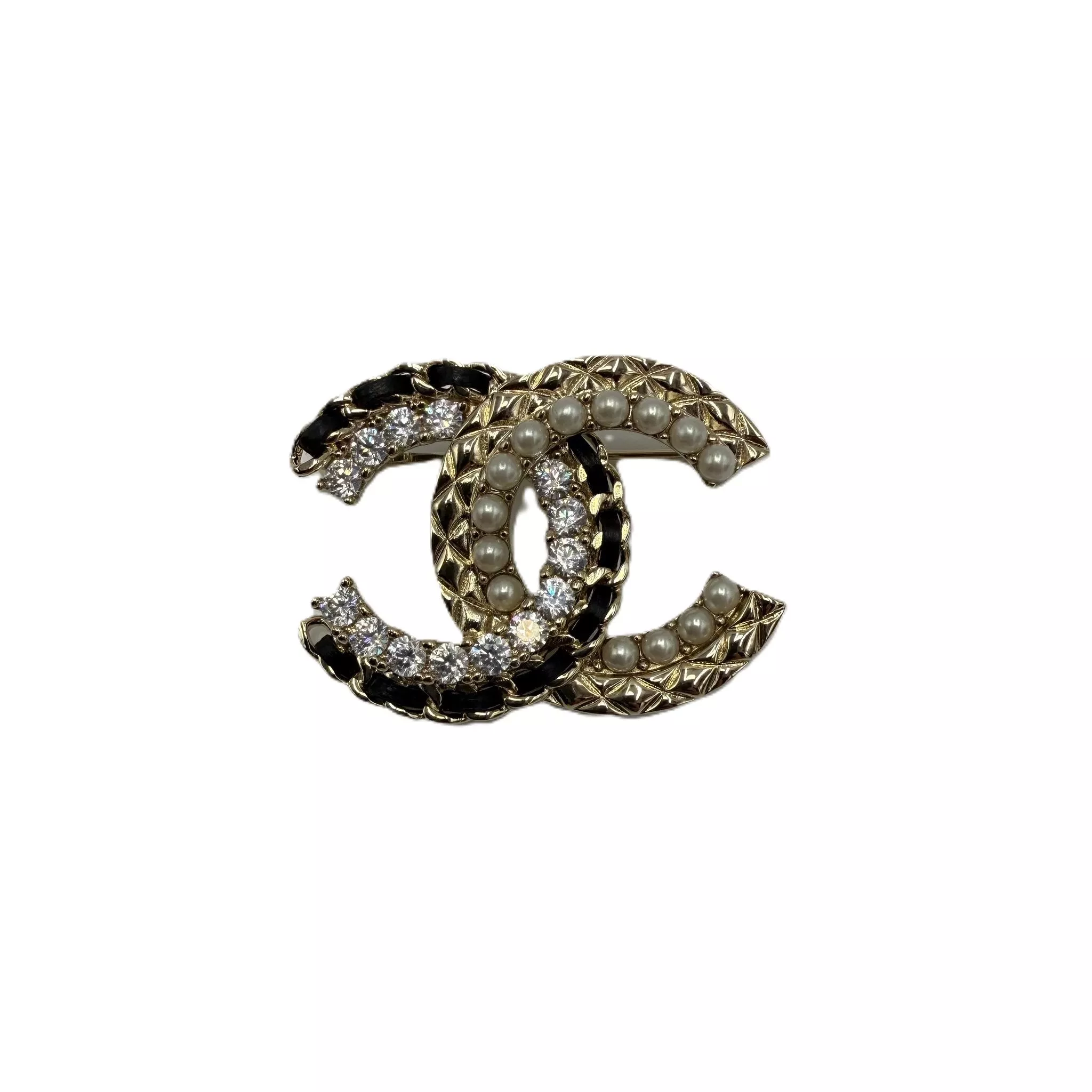 Chanel CC Brooch Pearl Crystal