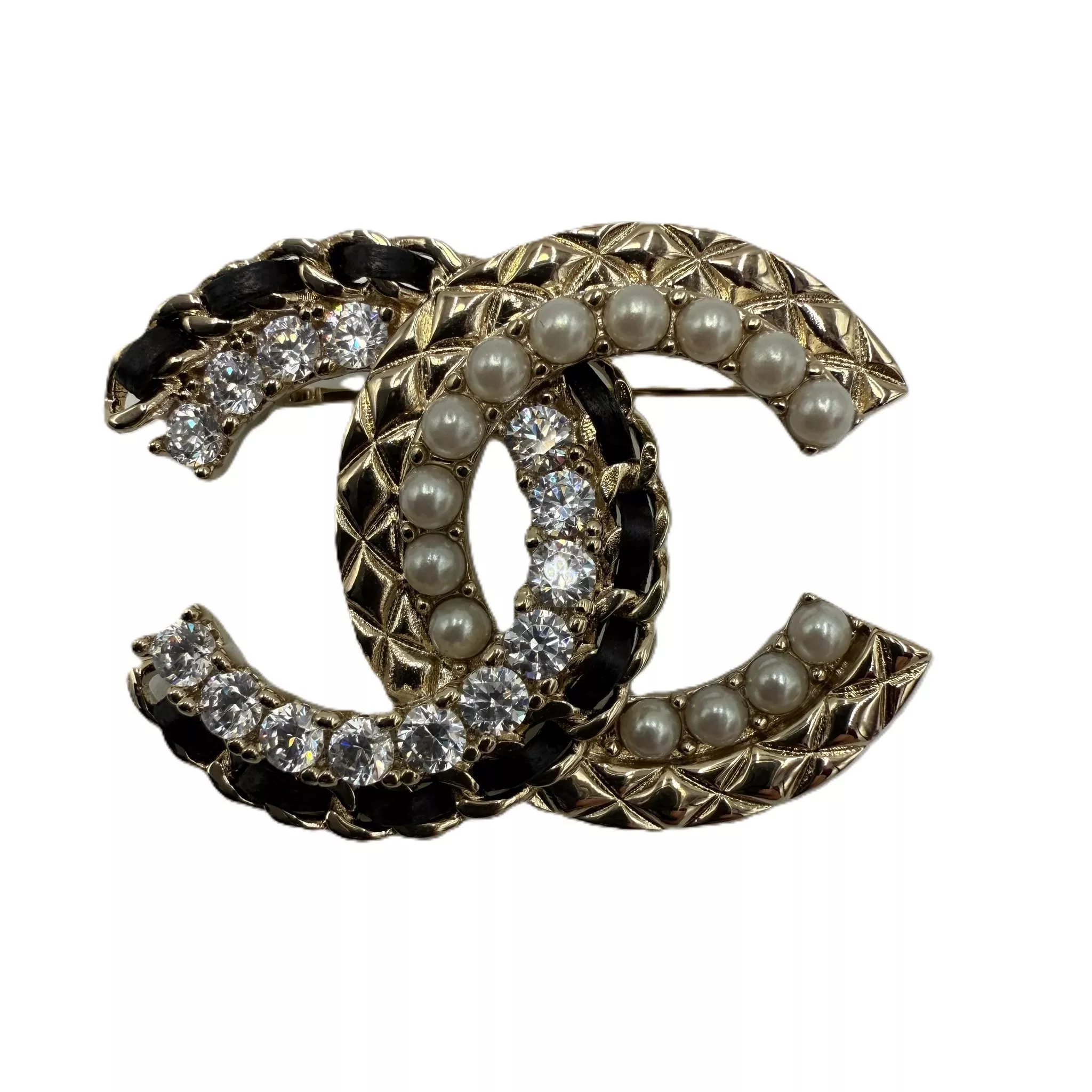 Chanel CC Brooch Pearl Crystal - Detail 1