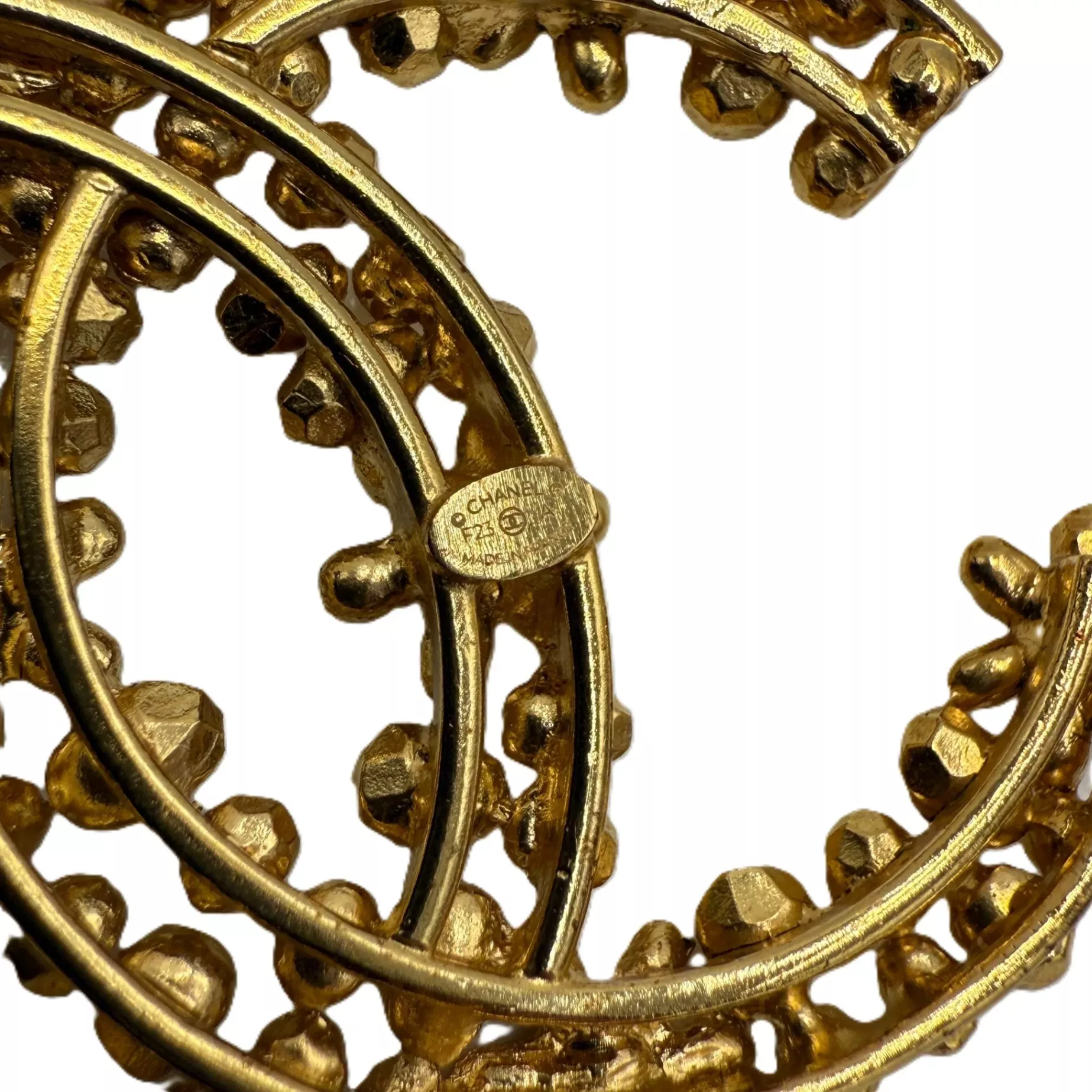 Chanel Stud Earrings Gold - Side view