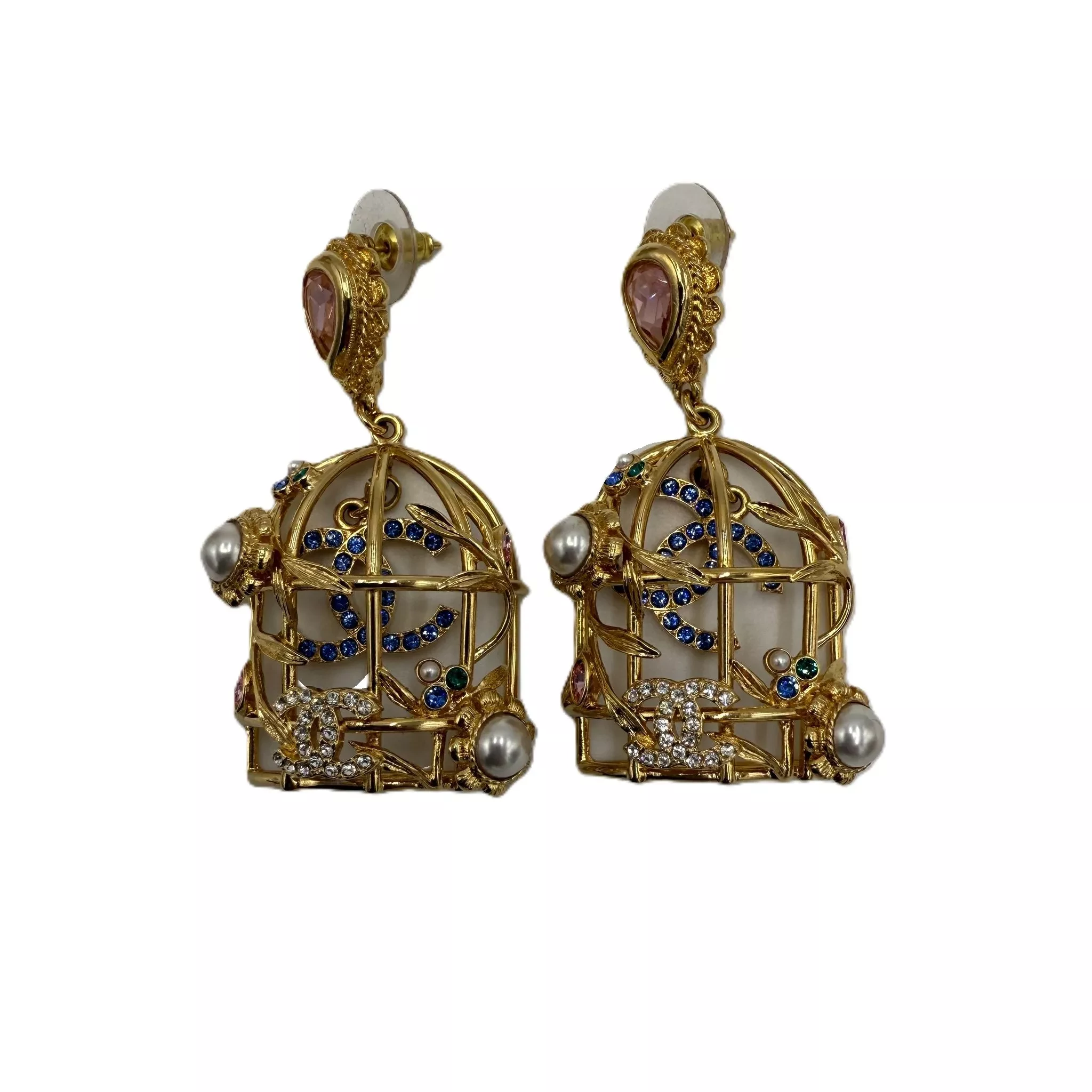 Chanel Birdcage Yellow Gold Earrings
