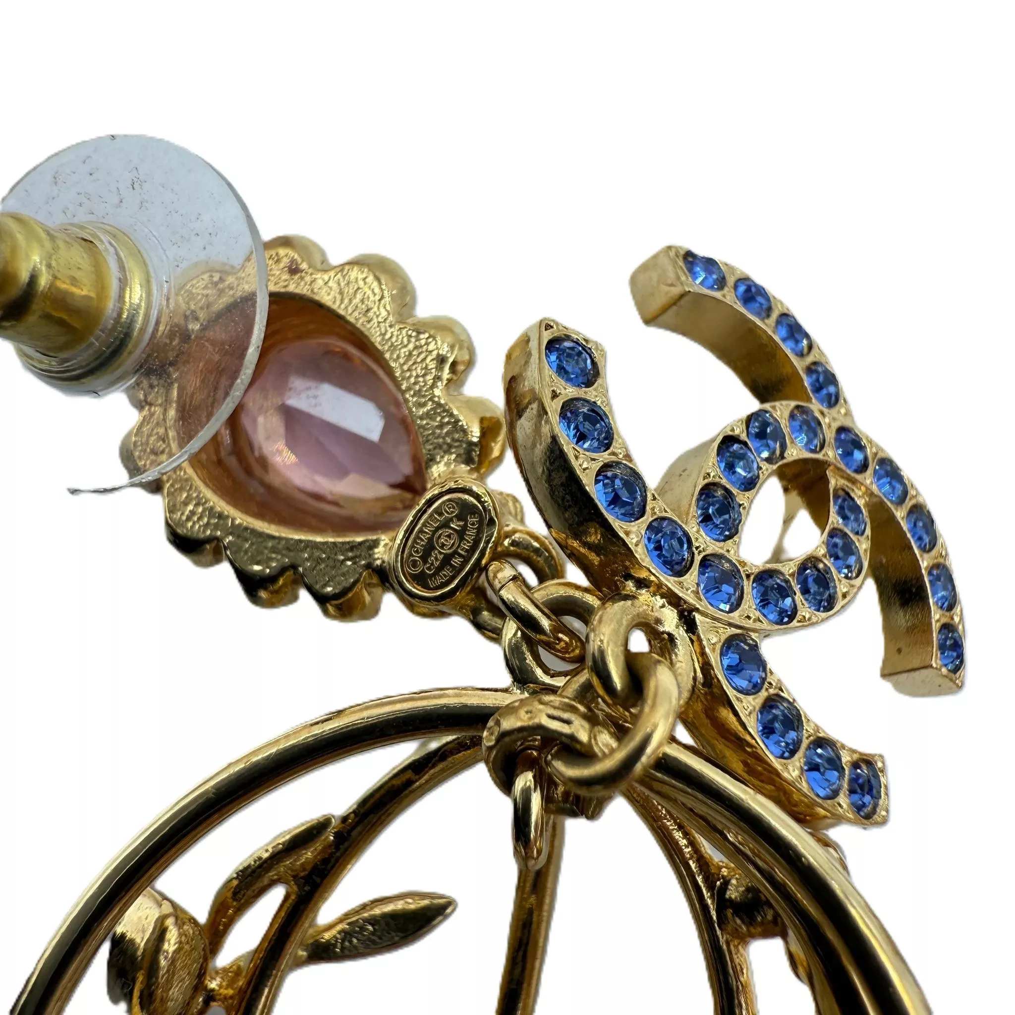 Chanel Birdcage Yellow Gold Earrings - Side view