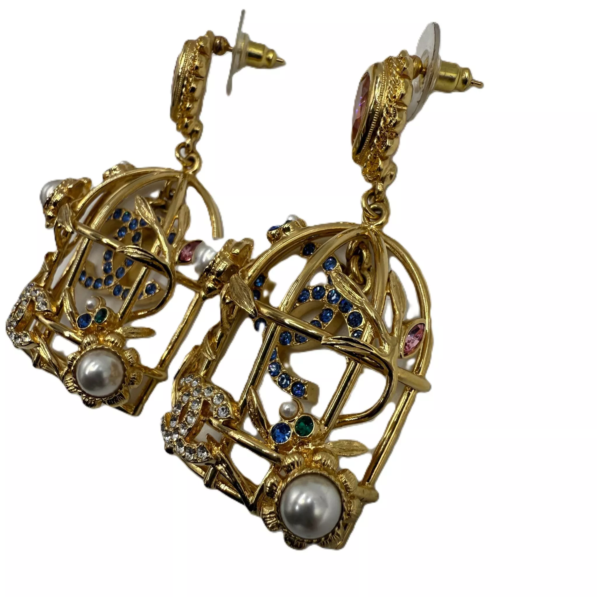 Chanel Birdcage Yellow Gold Earrings - Detail 1