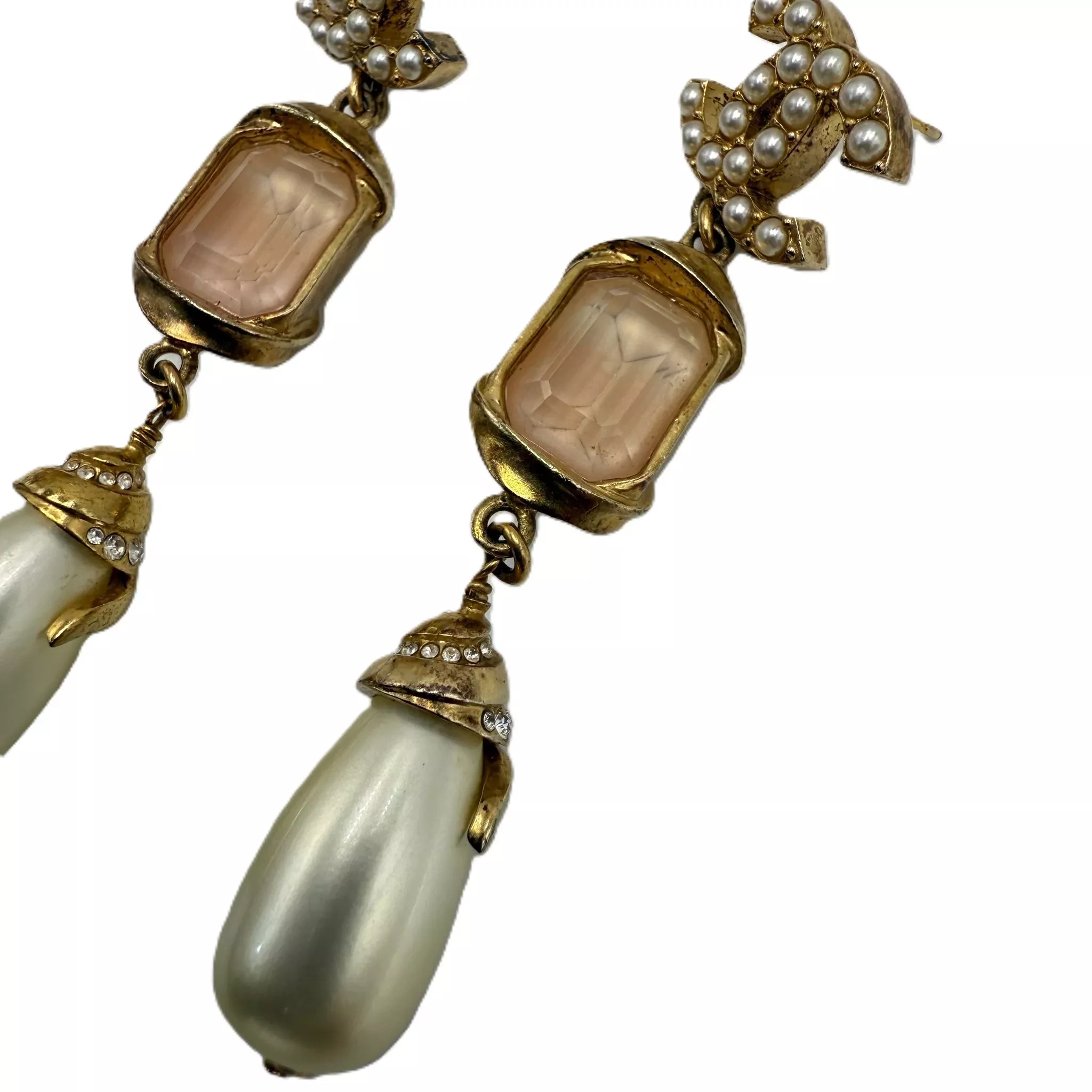 Chanel Pearl Drop Swing Earrings - Back view