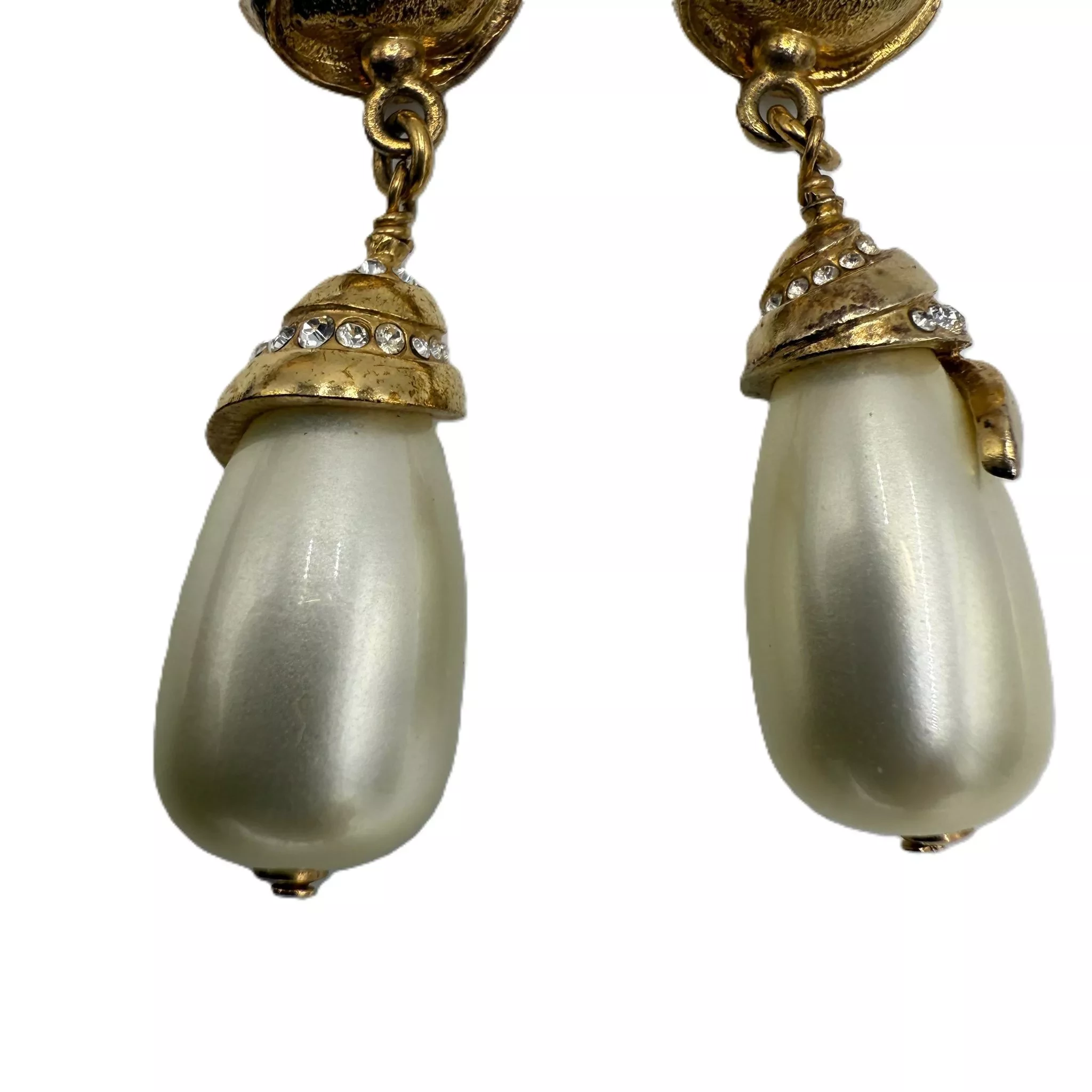 Chanel Pearl Drop Swing Earrings - Side view