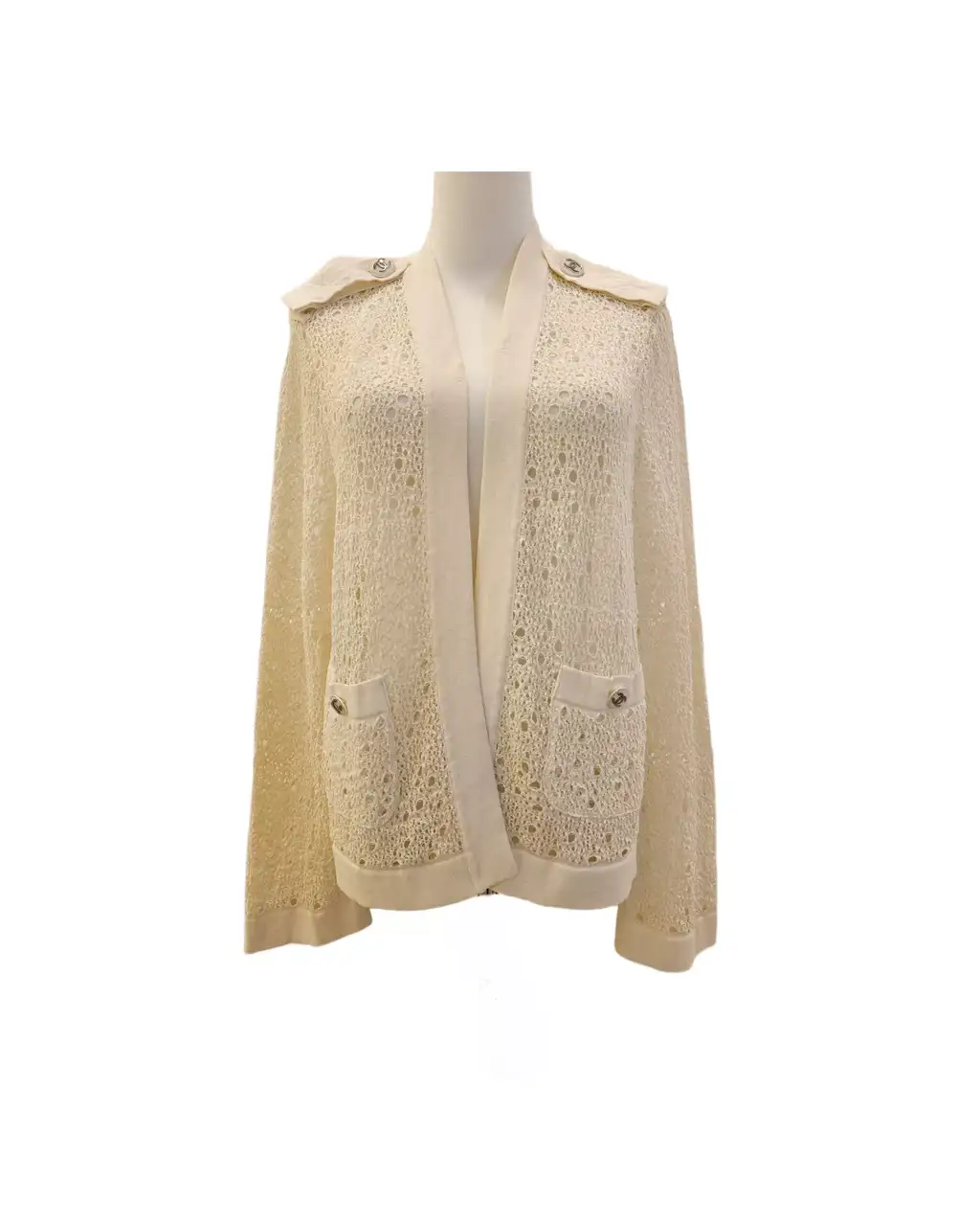 Chanel Perforated Crochet Knit Cardigan