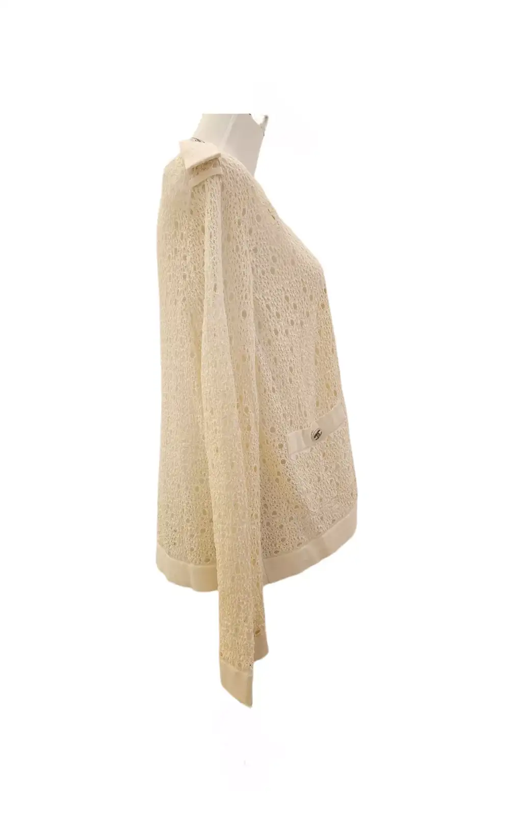 Chanel Perforated Crochet Knit Cardigan - Back view