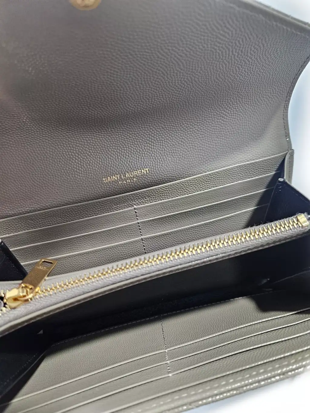 Saint Laurent Envelope Small Grey Wallet - Side view