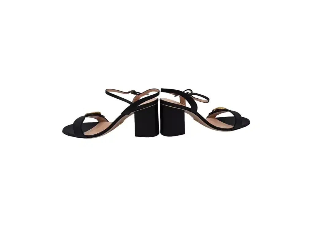 Gucci Black GG Marmont Sandals - Side view