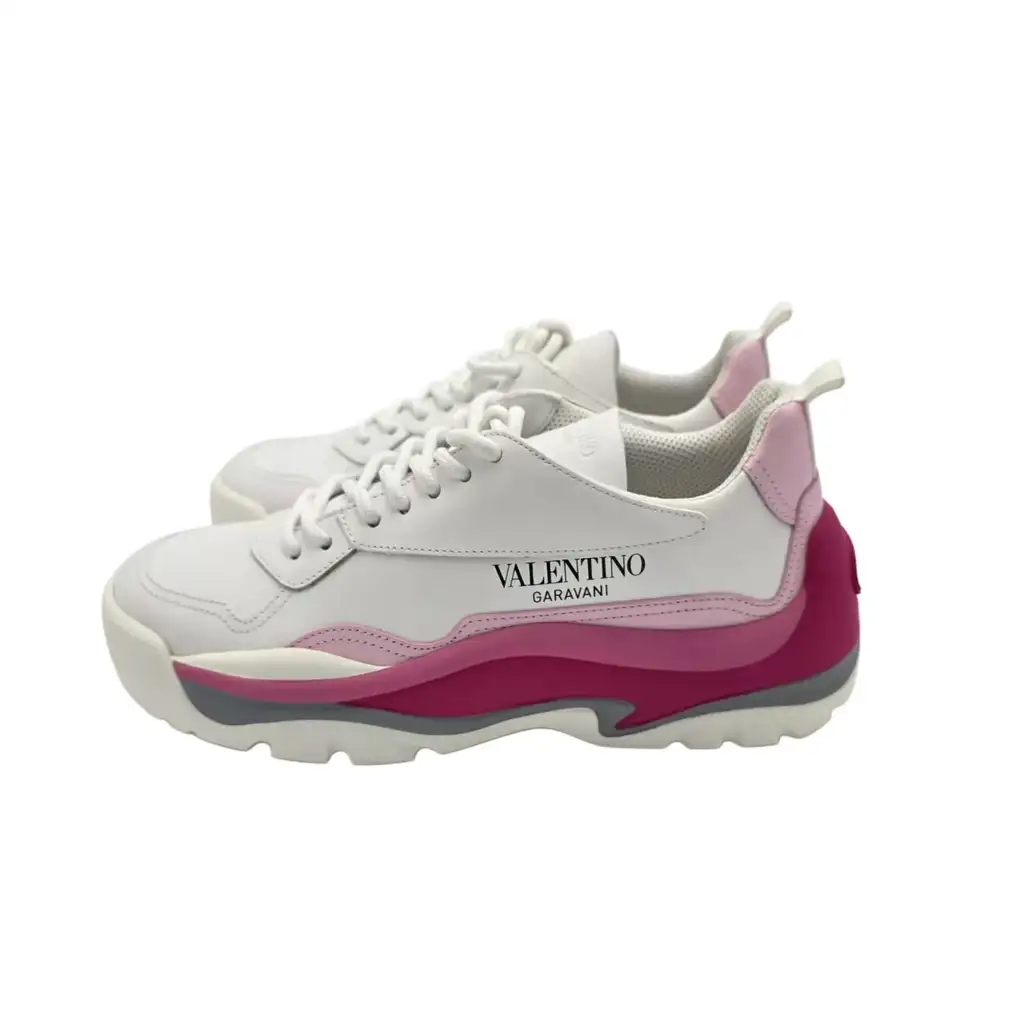 Valentino White/Pink Gumboy Sneakers - Back view