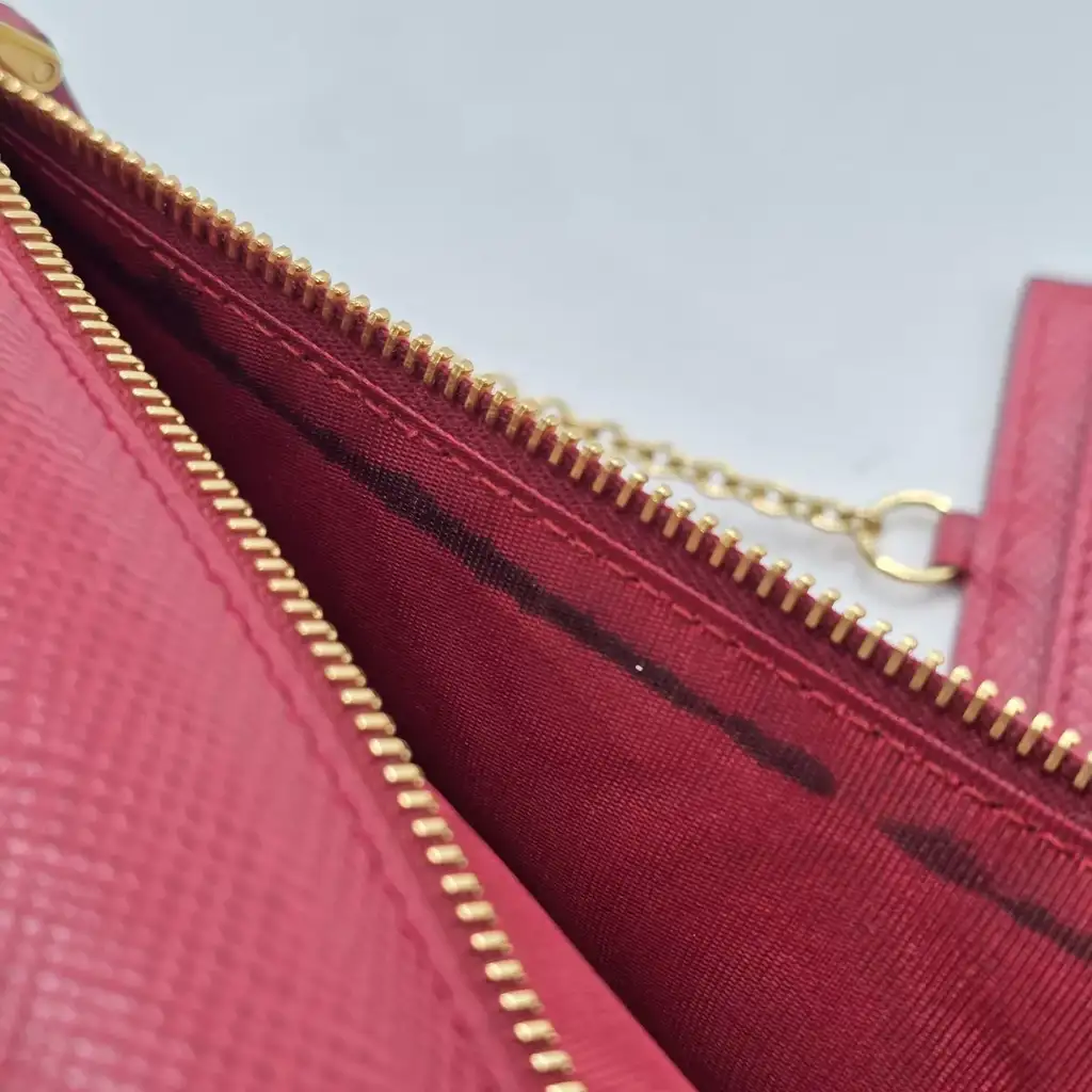 Prada Red Large Leather Wallet - Side view