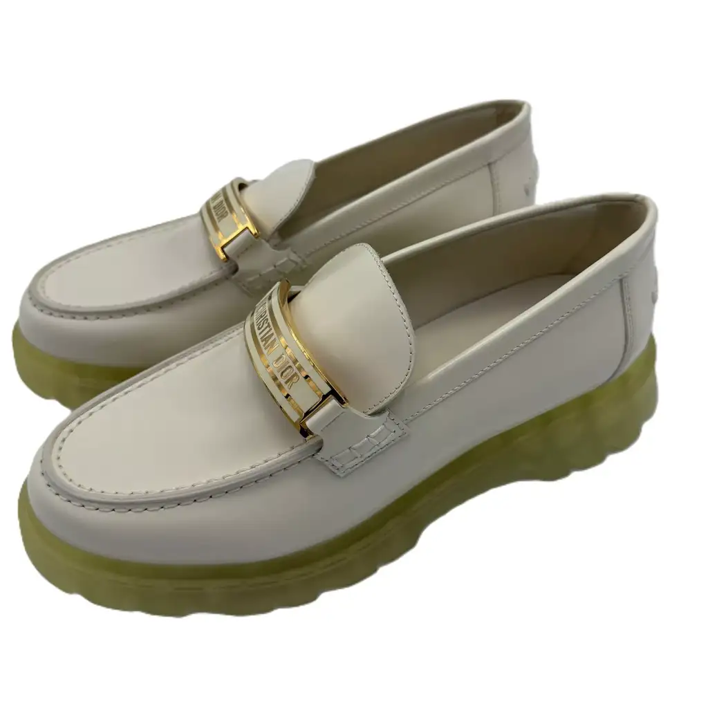 Christian Dior White Leather Code Loafers - 4
