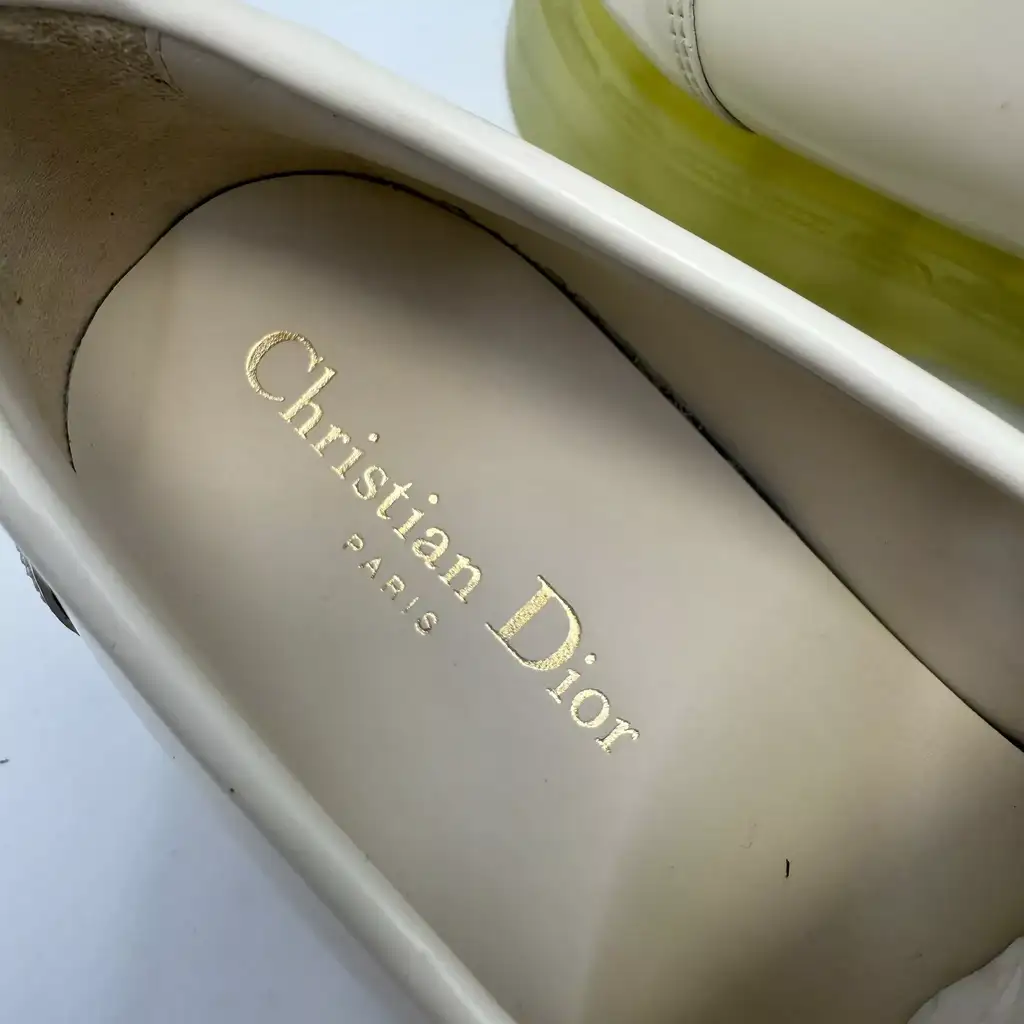 Christian Dior White Leather Code Loafers - Detail 2