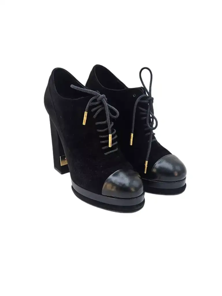 Chanel Suede Cap Toe Boots - Back view