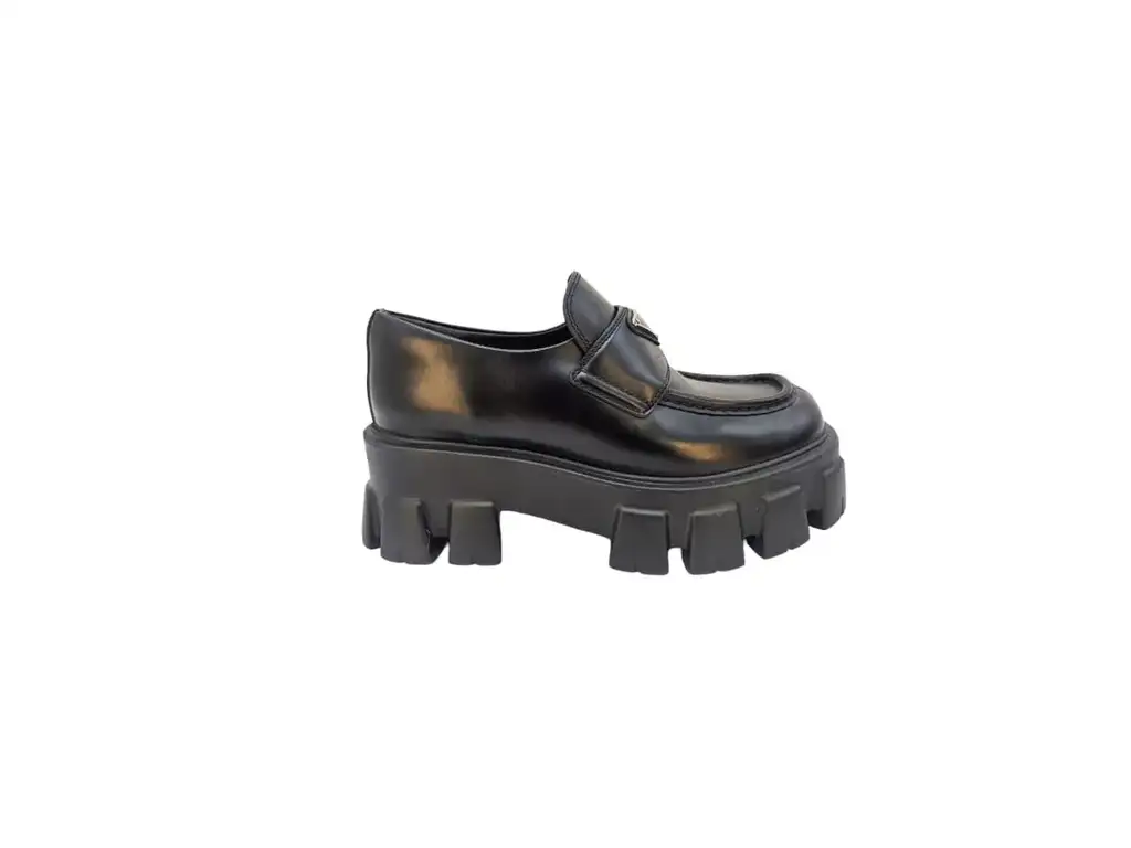 Prada Black Monolith Leather Loafers