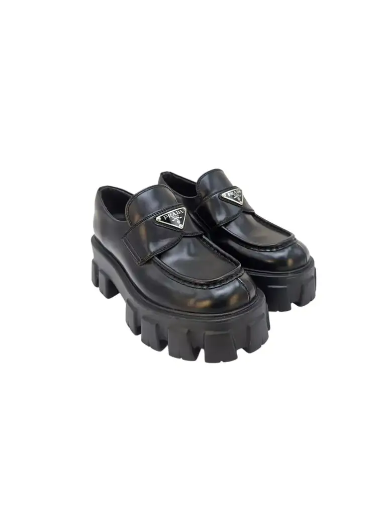 Prada Black Monolith Leather Loafers - 4