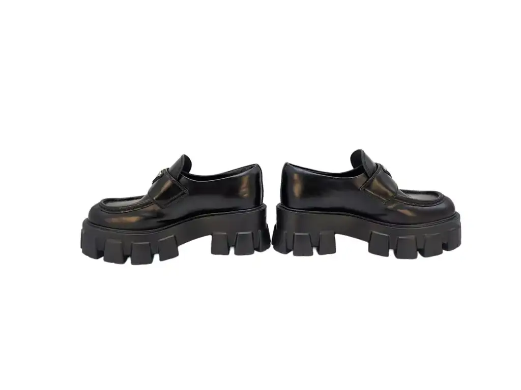 Prada Black Monolith Leather Loafers - Detail 1
