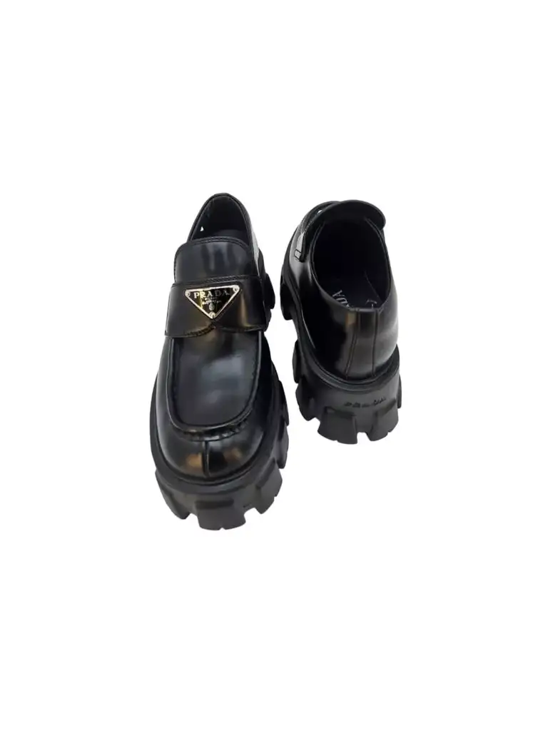 Prada Black Monolith Leather Loafers - Detail 2