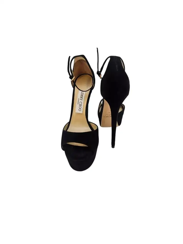 Jimmy Choo Black Suede Platform Sandals - 4