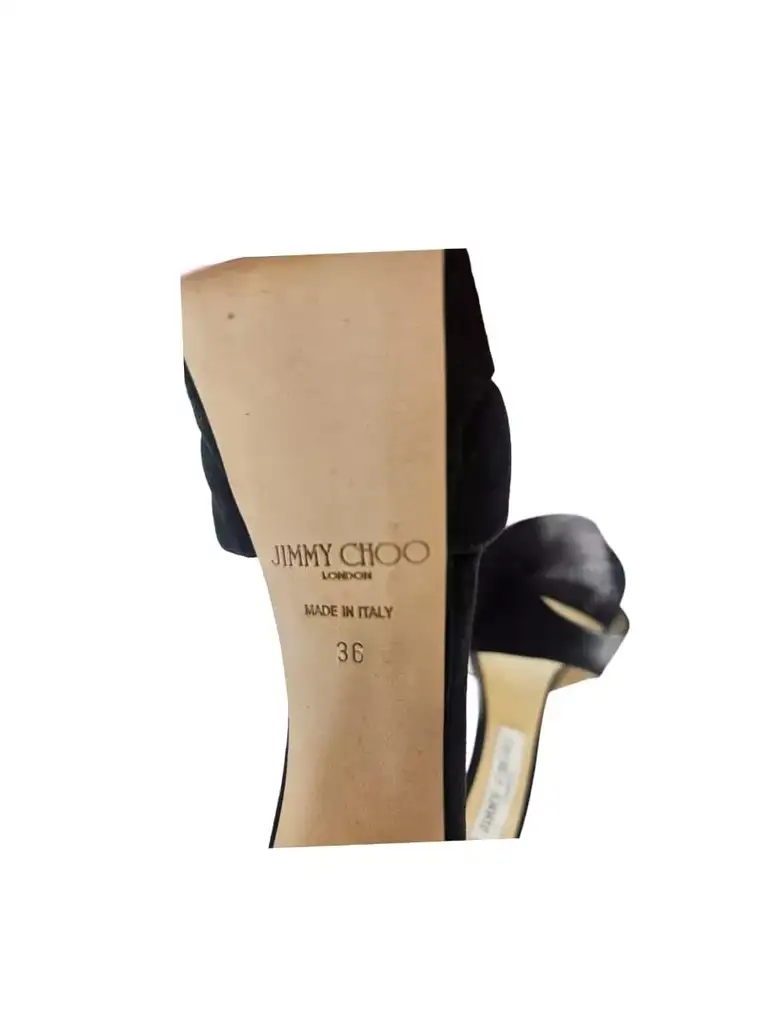 Jimmy Choo Black Suede Platform Sandals - Side view