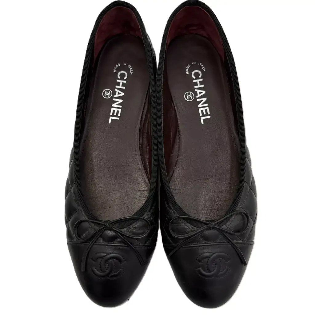 Chanel Aged Calfskin Ballerina Flats - Side view