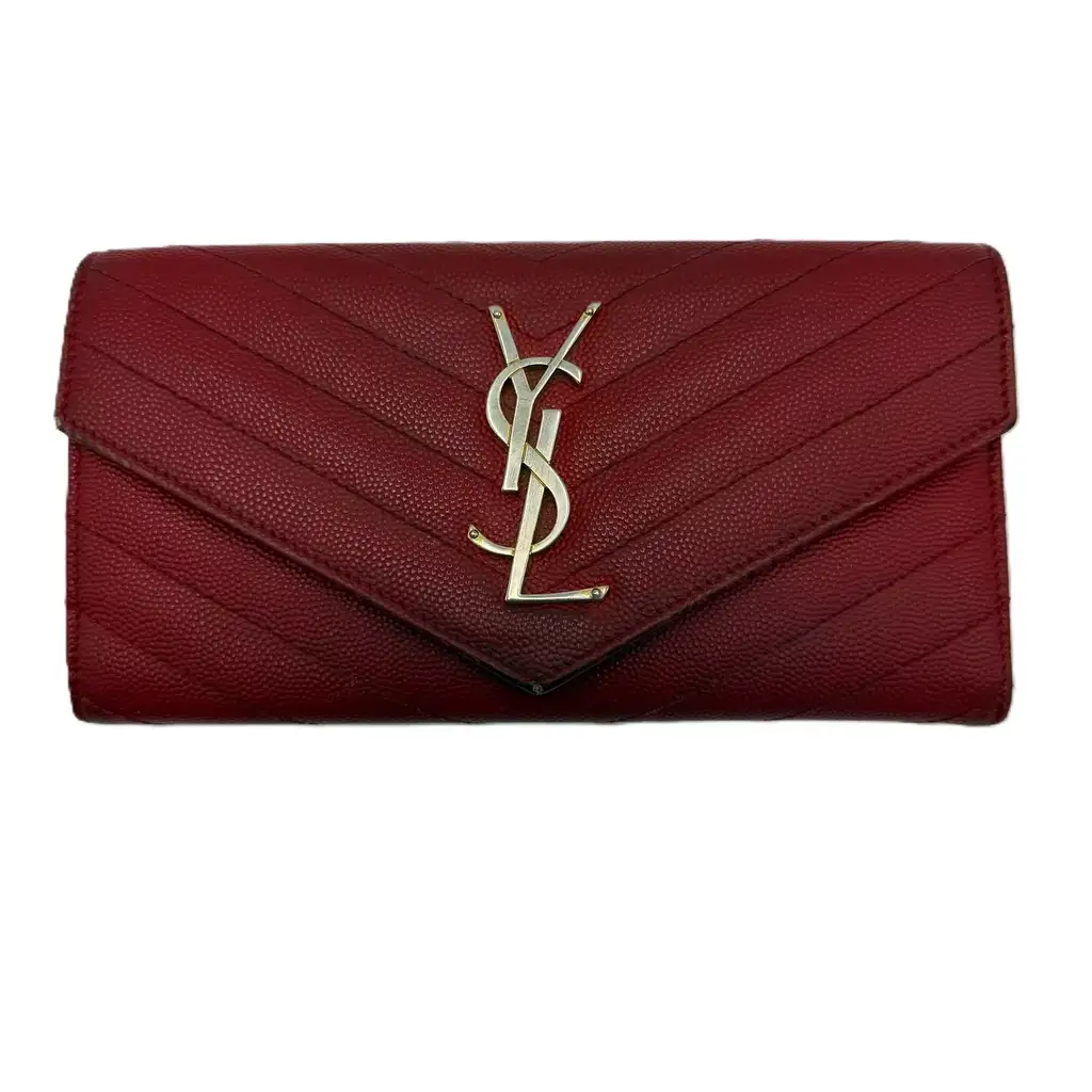 Saint Laurent Red Matelasse Envelope Wallet