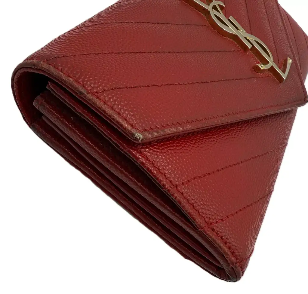 Saint Laurent Red Matelasse Envelope Wallet - Image 6