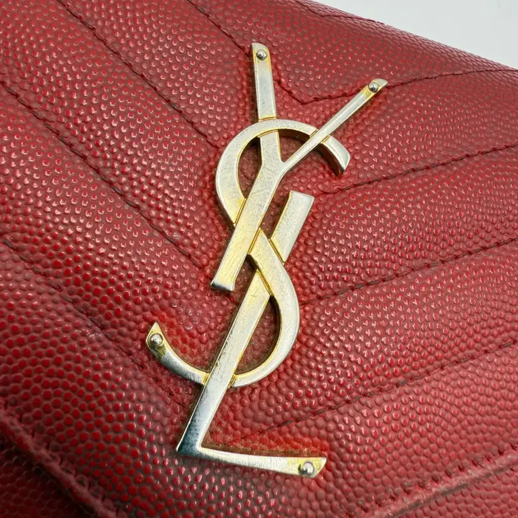 Saint Laurent Red Matelasse Envelope Wallet - Image 12