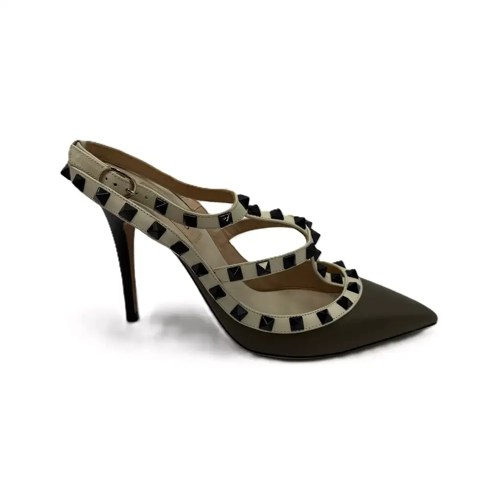 Valentino Green White Rockstud Sandals