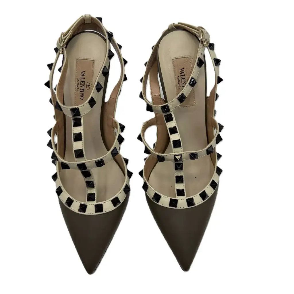 Valentino Green White Rockstud Sandals - 4