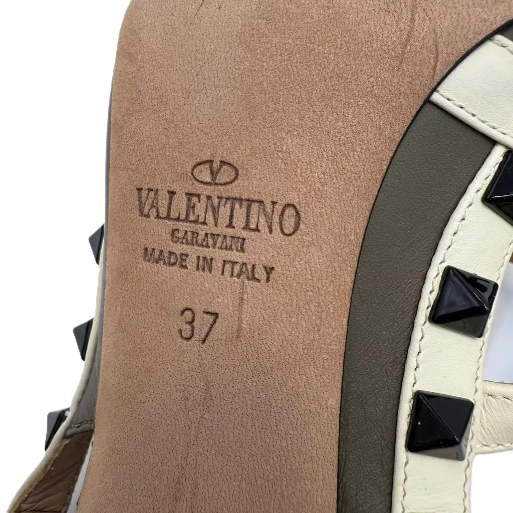 Valentino Green White Rockstud Sandals - Detail 1