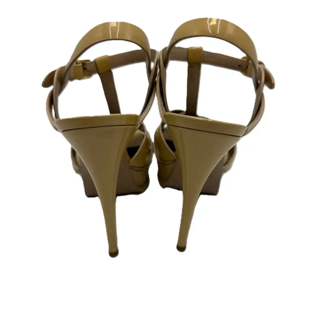 Saint Laurent Cream Patent Tribute Sandals - Image 6