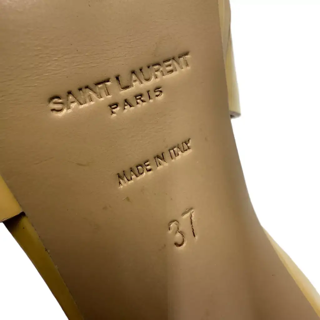 Saint Laurent Cream Patent Tribute Sandals - Detail 1