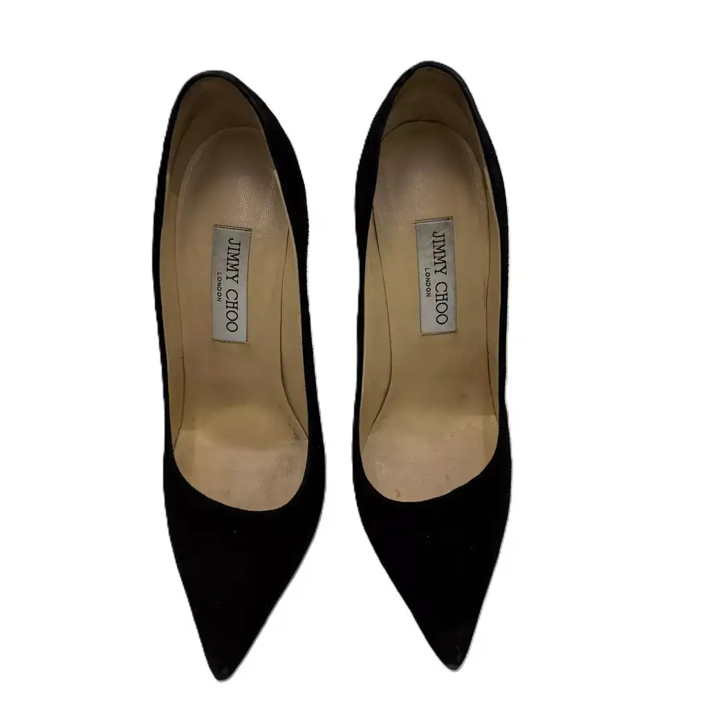 Jimmy Choo Black Suede Love Pumps - Side view